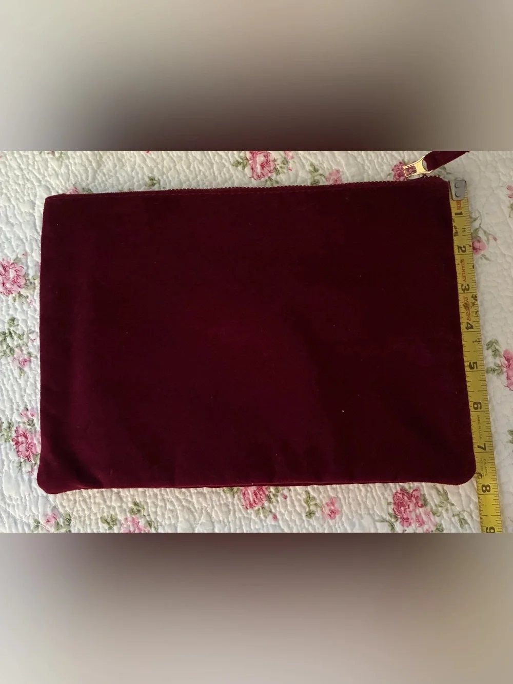 Sezane - Burgundy Velvet Pouch EUC
